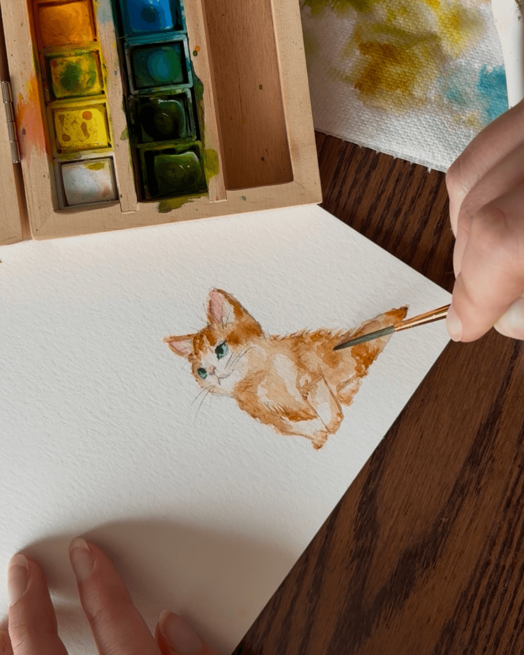 Watercolour kitten illustration by Jade